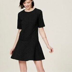Ann Taylor LOFT Black Quilted Drop Waist Dress
